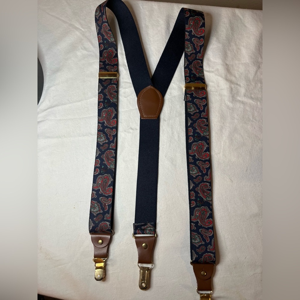 Pelican USA Suspenders Paisley Black Red and Brown Adjustable and Stretch